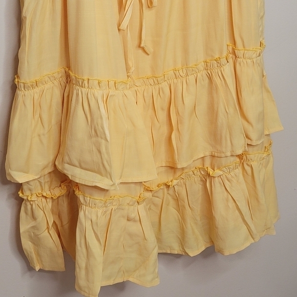 NWT Davi & Dani | Banana Yellow Ruffled Drawstring Sun Dress Size Large - Picture 2 of 5